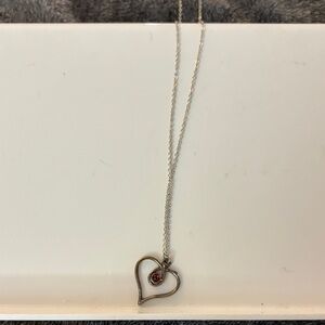 Necklace with Red Accent in Heart pendant